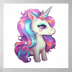 Cartoon unicorn illustration poster