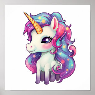 Cartoon unicorn illustration poster