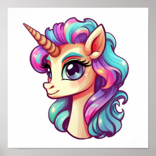Cartoon unicorn illustration poster