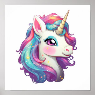 Cartoon unicorn illustration poster