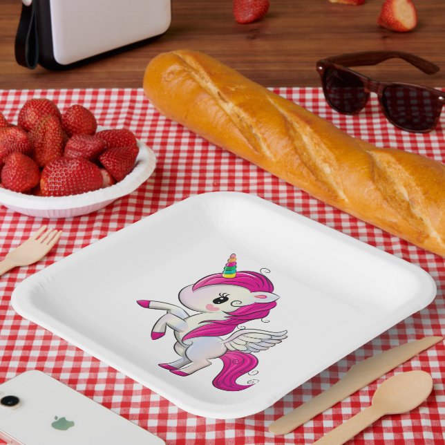 Cartoon Unicorn Paper Plate (Picnic)