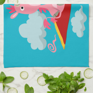 Cartoon Unicorn's Magic Carpet Ride Kitchen Towel