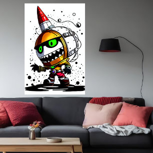 Cartoon unique alien creature AI Art Poster