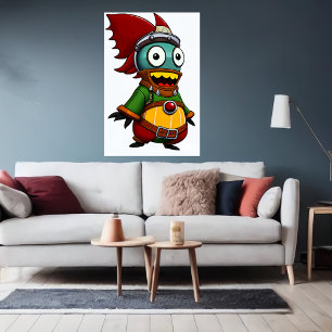 Cartoon unique creature alien AI Art Poster