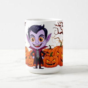 Cartoon Vampire Kid Celebrating Halloween 🎃 Coffee Mug