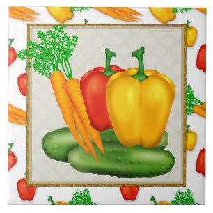 Cartoon Vegetable fun kitchen tile