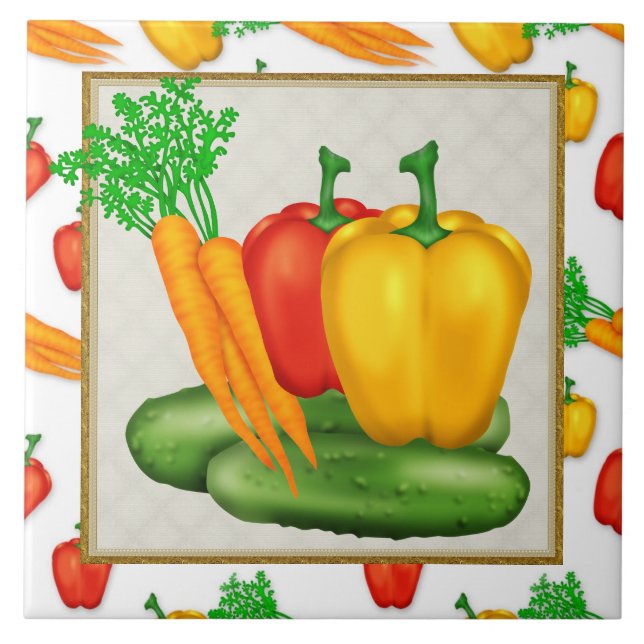 Cartoon Vegetable fun kitchen tile (Front)