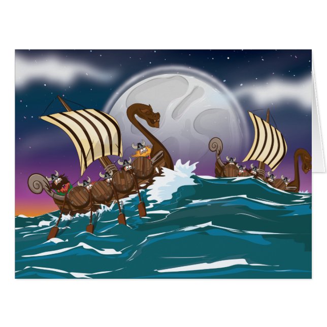Cartoon Viking invasion fleet (Front Horizontal)