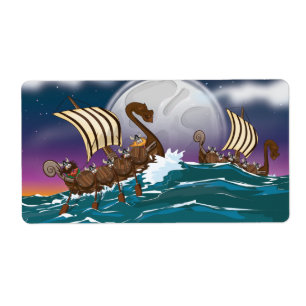 Cartoon Viking invasion fleet