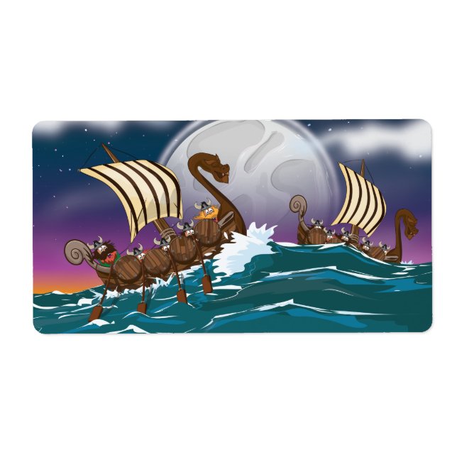 Cartoon Viking invasion fleet (Front)