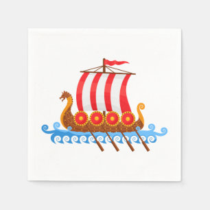 Cartoon Viking Ship Napkin