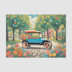 Cartoon Vintage Car Decoupage Tissue Paper