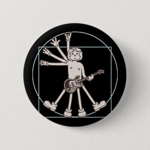 Cartoon Vitruvian Rocker 6 Cm Round Badge