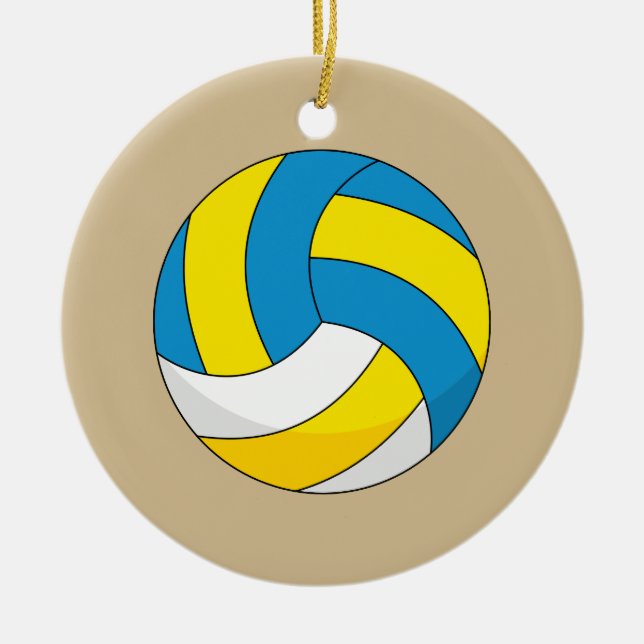 Cartoon Volleyball Ball Ceramic Ornament (Front)