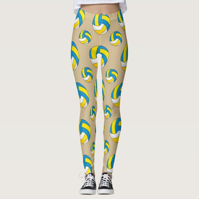 Cartoon Volleyball Ball Leggings (Front)