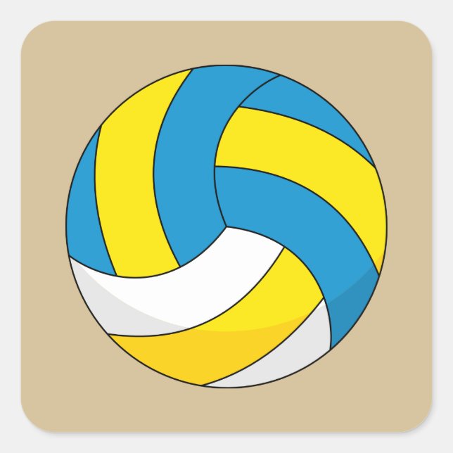 Cartoon Volleyball Ball Square Sticker (Front)