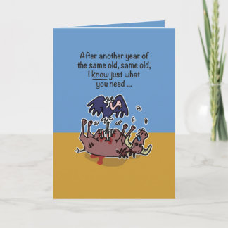 Cartoon vulture birthday card for kids
