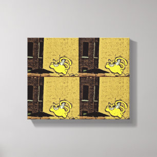 Cartoon Wall Cat Canvas Print