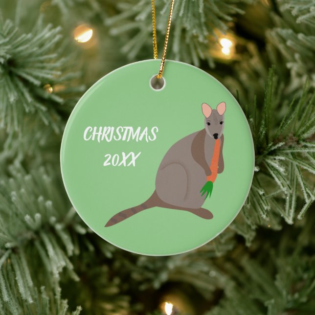 Cartoon Wallaby Custom Photo Ceramic Ornament (Tree)