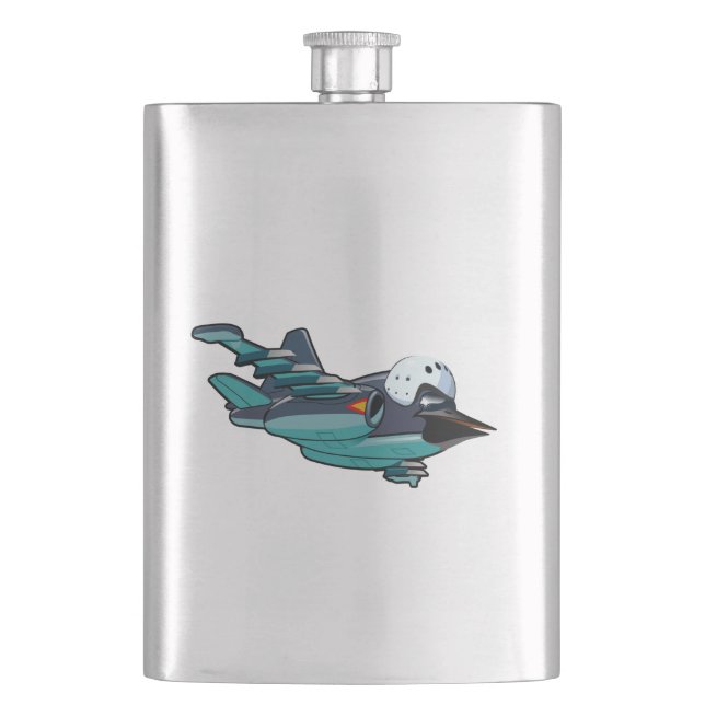 Cartoon warbird plane hip flask (Front)
