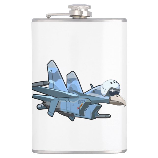 Cartoon warbird plane hip flask (Front)