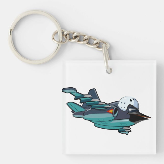Cartoon warbird plane key ring (Front)