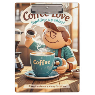 Cartoon warm cosy cafe coffee lover style clipboard