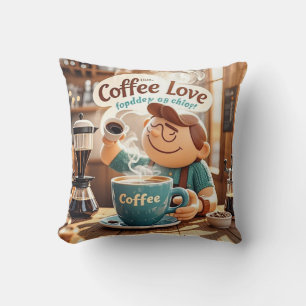 Cartoon warm cosy cafe coffee lover style cushion