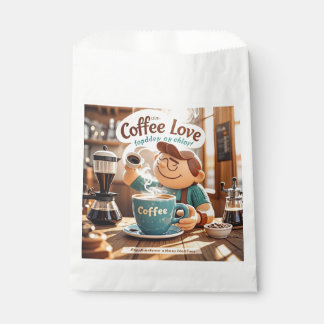 Cartoon warm cosy cafe coffee lover style favour bag