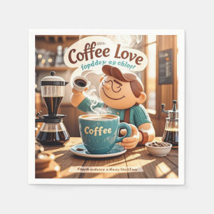 Cartoon warm cosy cafe coffee lover style napkin