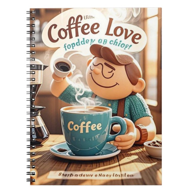 Cartoon warm cosy cafe coffee lover style  notebook (Front)