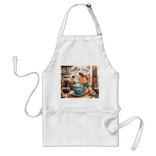 Cartoon warm cosy cafe coffee lover style standard apron