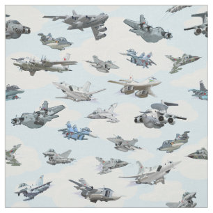 Cartoon warplanes pattern fabric