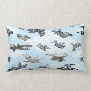 Cartoon warplanes pattern fabric lumbar cushion