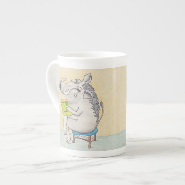 Cartoon Warthog mug. Bone China Mug (Front Left)
