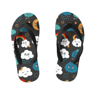 Cartoon Weather Forecast Seamless Pattern Kid's Thongs
