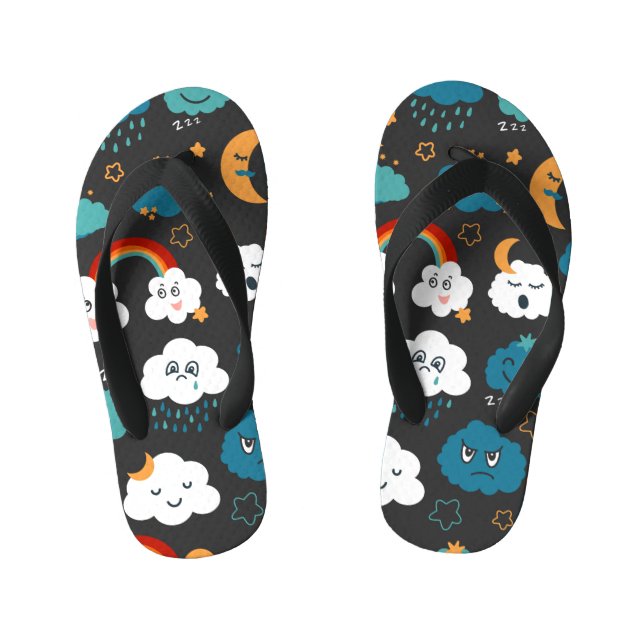 Cartoon Weather Forecast Seamless Pattern Kid's Thongs (Footbed)