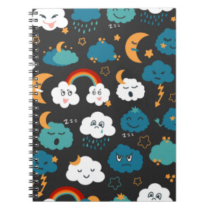 Cartoon Weather Forecast Seamless Pattern Notebook