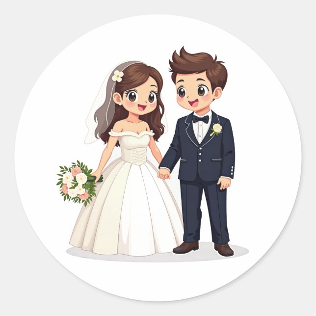 Cartoon Wedding Couple Stickers (Front)
