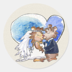 Cartoon Wedding Dance Couple Classic Round Sticker