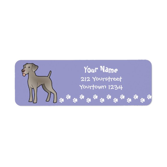 Cartoon Weimaraner Return Address Label (Front)
