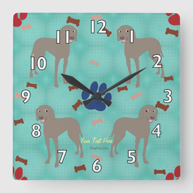 Cartoon Weimaraner Square Wall Clock (Front)
