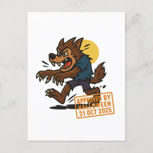 Cartoon Werewolf – Approved by Halloween Holiday Postcard