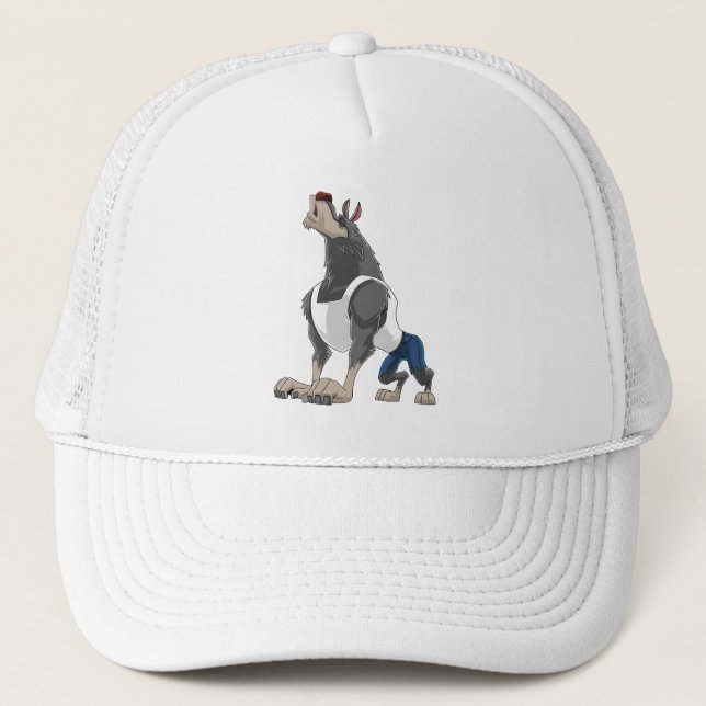 Cartoon werewolf trucker hat (Front)