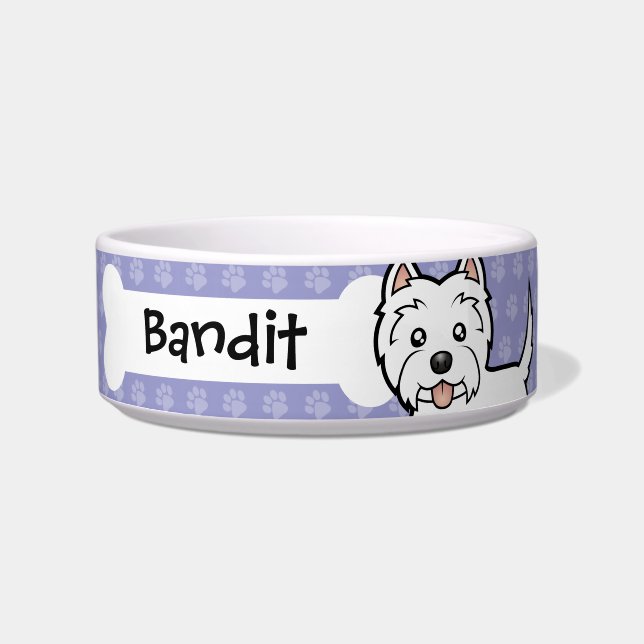 Cartoon West Highland White Terrier Bowl (Front)