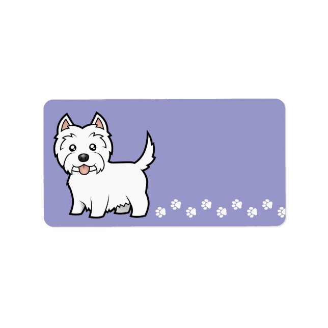 Cartoon West Highland White Terrier Label (Front)