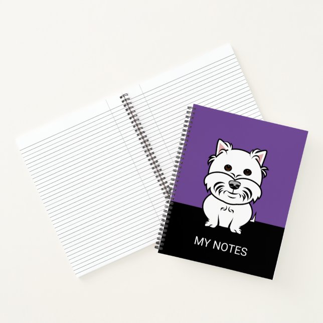 Cartoon West Highland White Terrier Notebook (Inside)