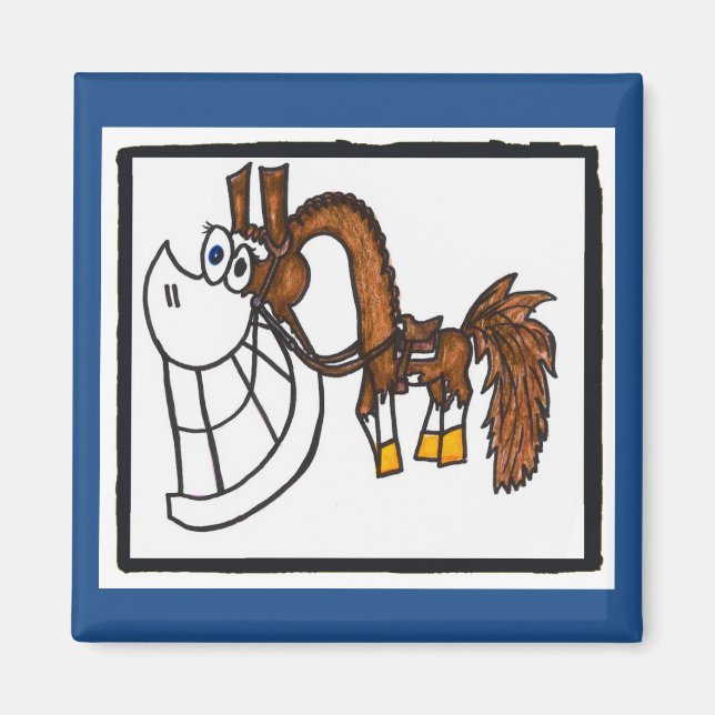 Cartoon western paint horse magnet (Front)