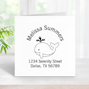 Cartoon Whale Address Rubber Stamp