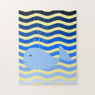 Cartoon Whale and Waves Jigsaw Puzzle
